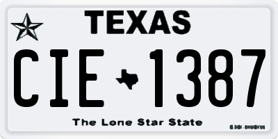 TX license plate CIE1387