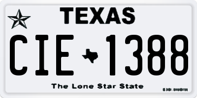 TX license plate CIE1388