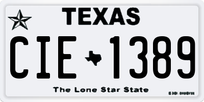 TX license plate CIE1389