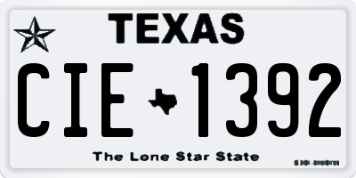 TX license plate CIE1392