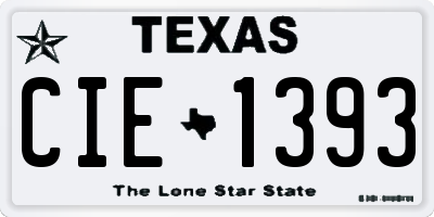 TX license plate CIE1393