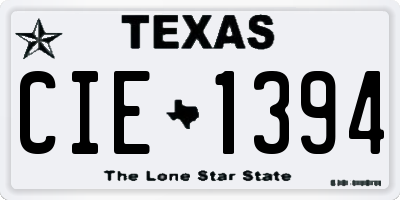 TX license plate CIE1394
