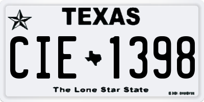 TX license plate CIE1398