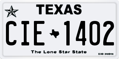 TX license plate CIE1402