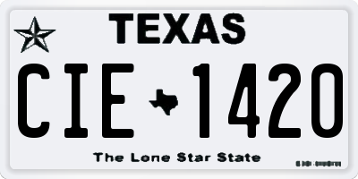 TX license plate CIE1420