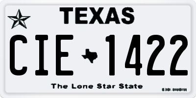TX license plate CIE1422