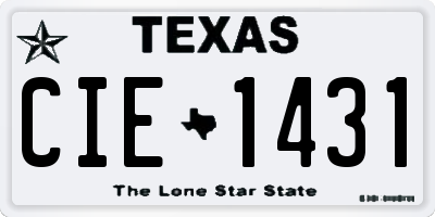TX license plate CIE1431