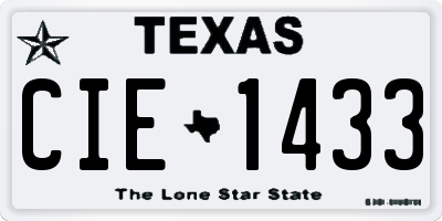 TX license plate CIE1433