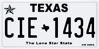 TX license plate CIE1434