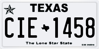 TX license plate CIE1458