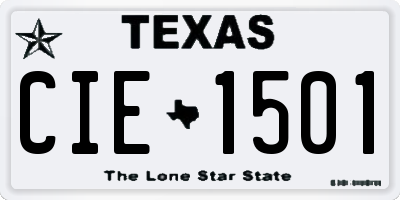 TX license plate CIE1501