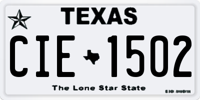 TX license plate CIE1502