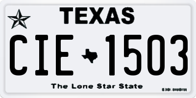 TX license plate CIE1503