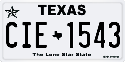 TX license plate CIE1543