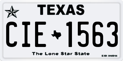 TX license plate CIE1563