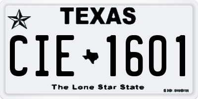 TX license plate CIE1601