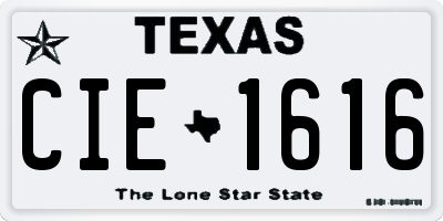TX license plate CIE1616