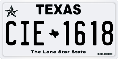 TX license plate CIE1618