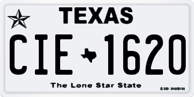 TX license plate CIE1620