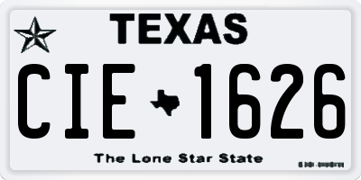 TX license plate CIE1626