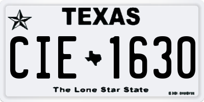 TX license plate CIE1630