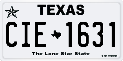 TX license plate CIE1631