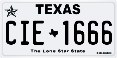 TX license plate CIE1666