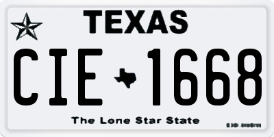 TX license plate CIE1668