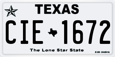TX license plate CIE1672