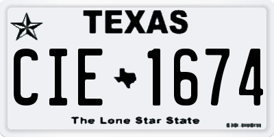 TX license plate CIE1674