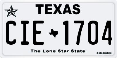 TX license plate CIE1704