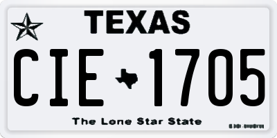 TX license plate CIE1705