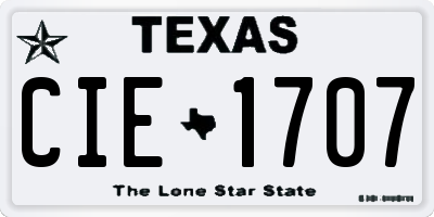 TX license plate CIE1707