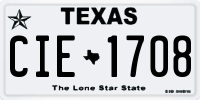 TX license plate CIE1708