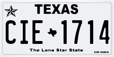 TX license plate CIE1714