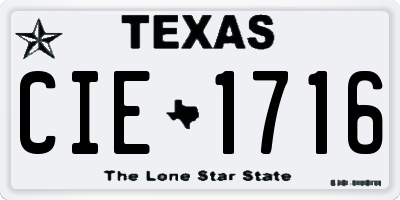 TX license plate CIE1716