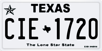 TX license plate CIE1720