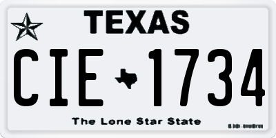 TX license plate CIE1734
