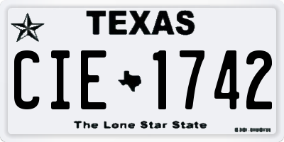 TX license plate CIE1742