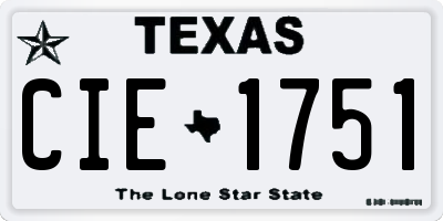 TX license plate CIE1751