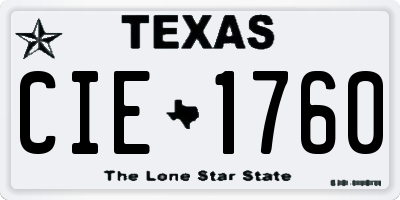 TX license plate CIE1760