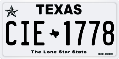 TX license plate CIE1778