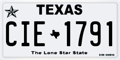 TX license plate CIE1791