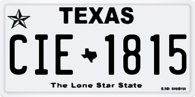 TX license plate CIE1815
