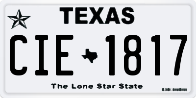 TX license plate CIE1817