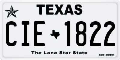 TX license plate CIE1822