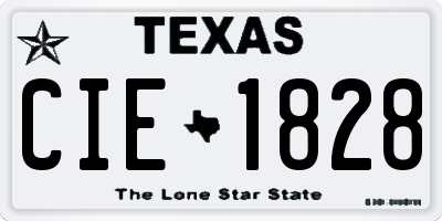 TX license plate CIE1828