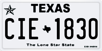 TX license plate CIE1830