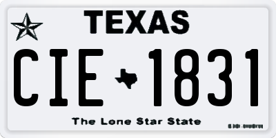 TX license plate CIE1831