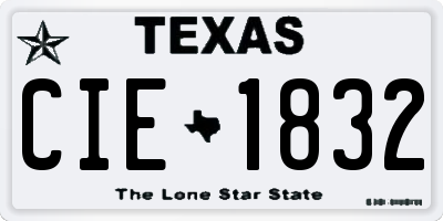 TX license plate CIE1832